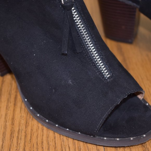 L4L Black Wedge Heels Ankle Open Toe Zipper Size 8 L4L by Lust - Picture 11 of 14